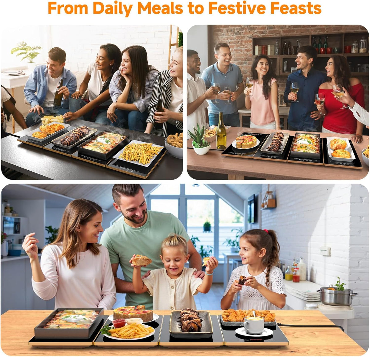 Electric Warming Tray Kitchen Appliance, 4-In-1 Buffet Warmer