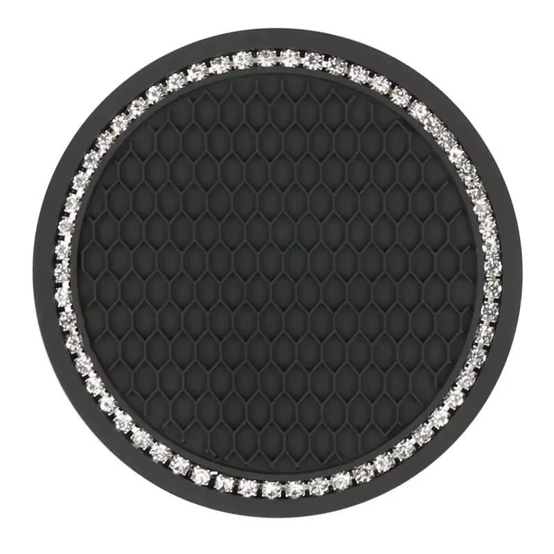 Car Bling Rhinestone Cup Holder Drink Pad Interior Decoration Anti-Slip Mat round Durable Coaster Heat Resi Car Accessories