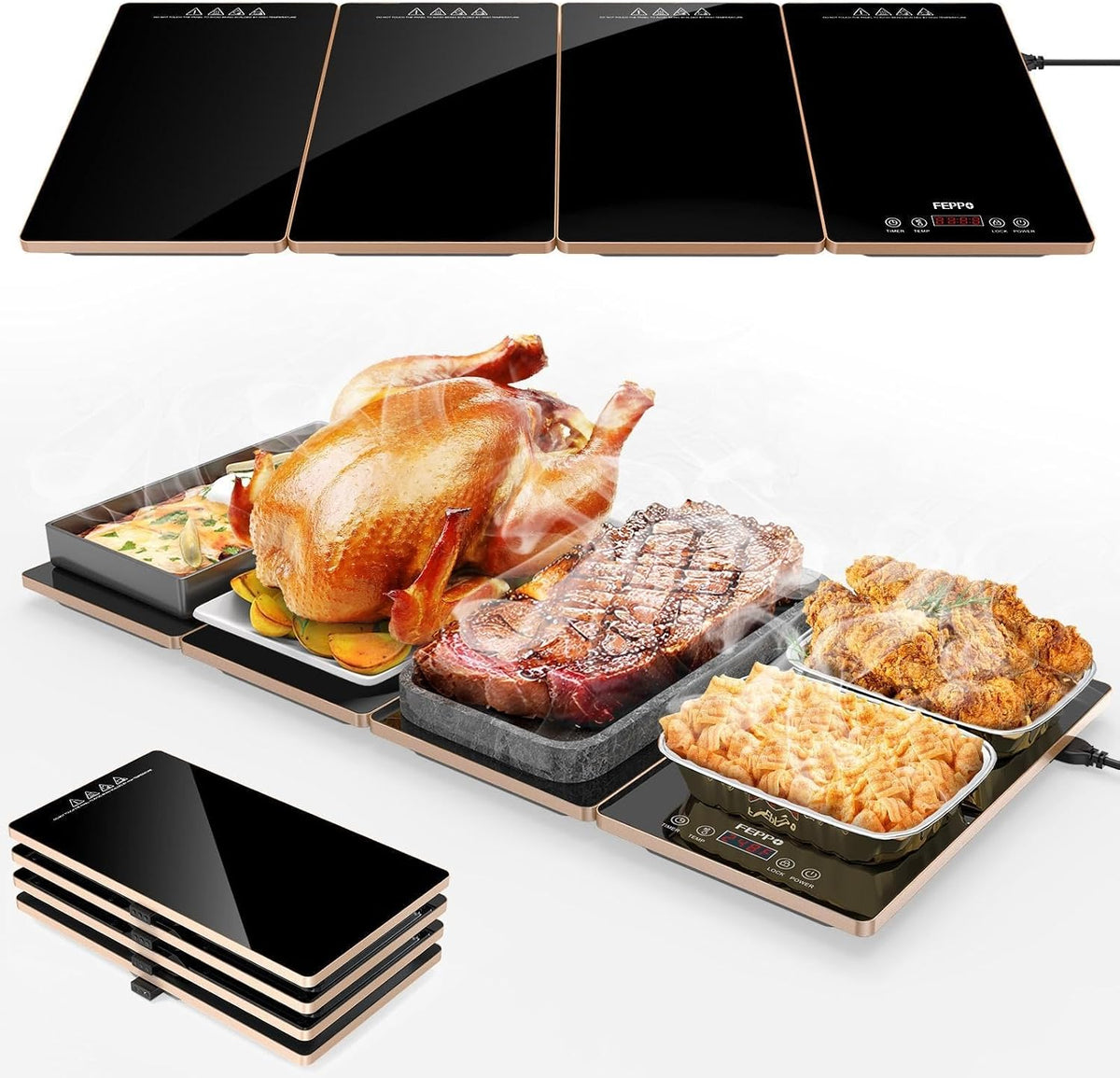 Electric Warming Tray Kitchen Appliance, 4-In-1 Buffet Warmer