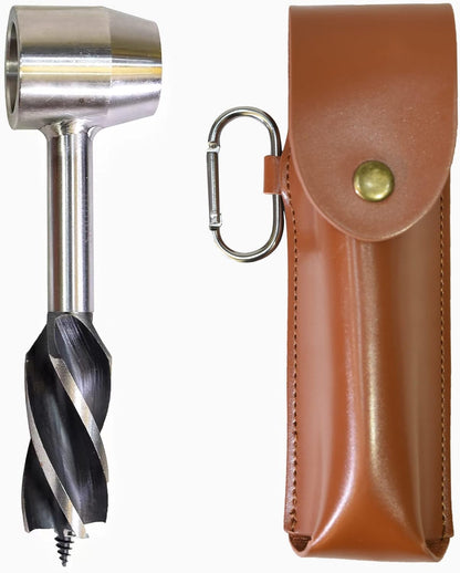 Bushcraft Survival Tool, Survival Tool for Bushcraft Settlers, Manual Drill Wrench, Scotch Eye Auger Drill and Hand Hole Maker for Outdoor, Bushcrafting, with Protective Case and Hook