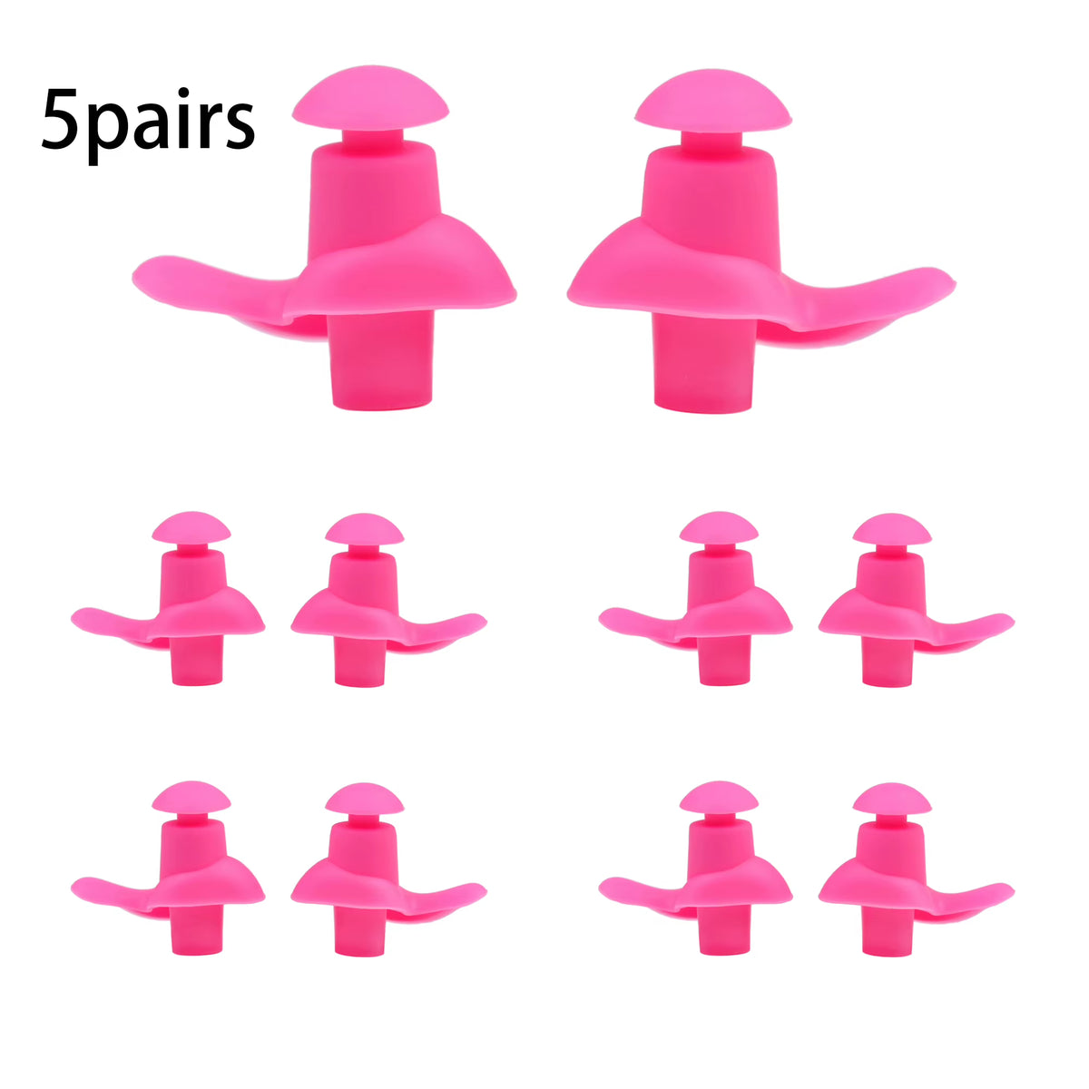 5-Pair Silicone Earplugs for Swimming and Water Sports - Reusable Comfort Sleep Earplugs Ergonomic Spiral Design for Perfect Fit