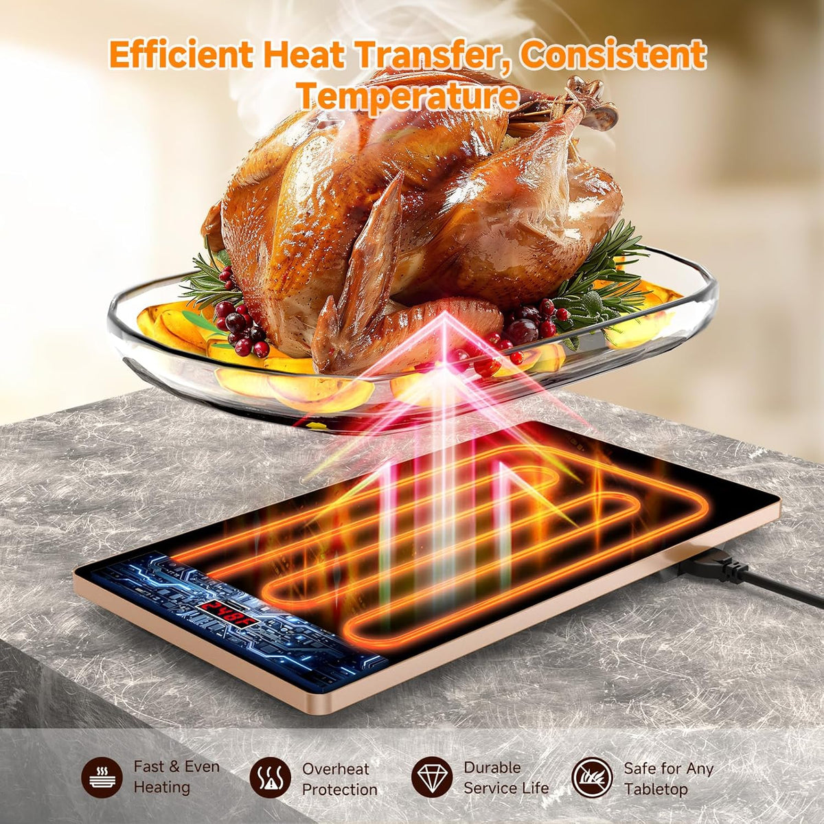 Electric Warming Tray Kitchen Appliance, 4-In-1 Buffet Warmer