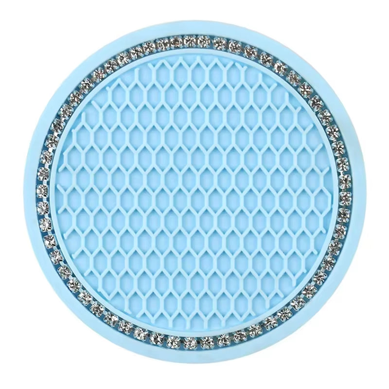Car Bling Rhinestone Cup Holder Drink Pad Interior Decoration Anti-Slip Mat round Durable Coaster Heat Resi Car Accessories