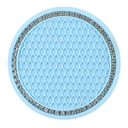 Car Bling Rhinestone Cup Holder Drink Pad Interior Decoration Anti-Slip Mat round Durable Coaster Heat Resi Car Accessories