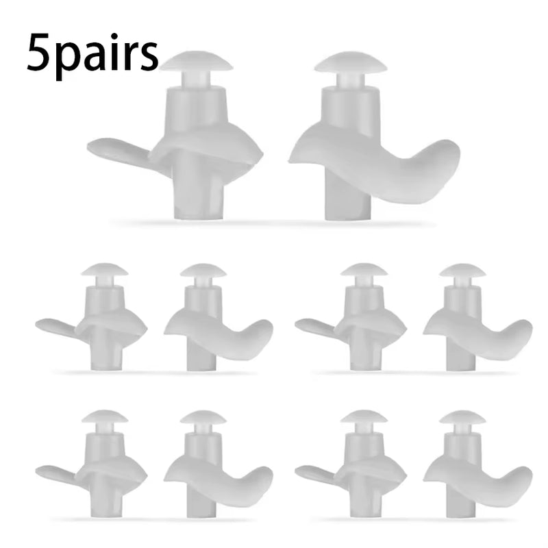 5-Pair Silicone Earplugs for Swimming and Water Sports - Reusable Comfort Sleep Earplugs Ergonomic Spiral Design for Perfect Fit