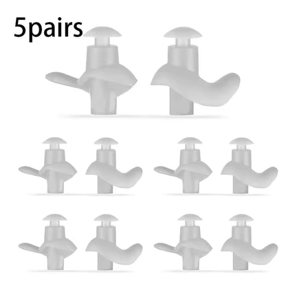 5-Pair Silicone Earplugs for Swimming and Water Sports - Reusable Comfort Sleep Earplugs Ergonomic Spiral Design for Perfect Fit