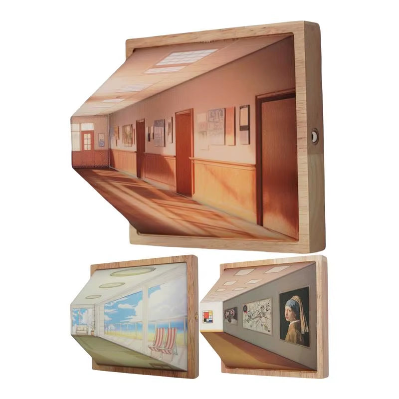 3D Naked Eye Vision Night Light Wall Lamp Decoration for Living Room Bedroom Wooden Rechargeable Atmosphere Table Lamp Gift