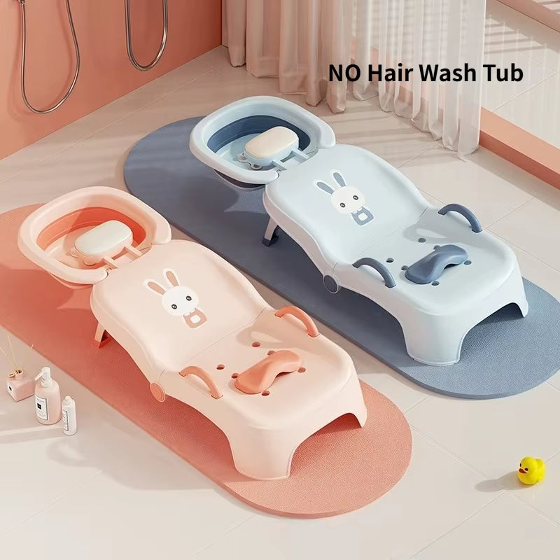 Children Hair Washing Lounge Chair Foldable Hair Washing Tool Baby Home Hair Washing Bed Cute Cartoon Girls Boys Shower Stool