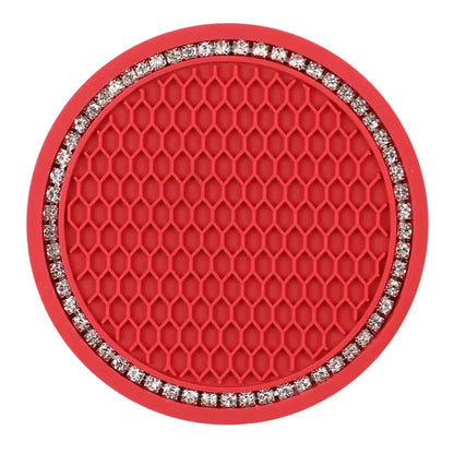 Car Bling Rhinestone Cup Holder Drink Pad Interior Decoration Anti-Slip Mat round Durable Coaster Heat Resi Car Accessories