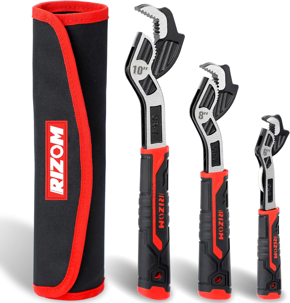 Pipe Wrench Set, 6” 8” 10” Self Adjusting Wrench, Plumbers Wrench with Self Tightening Function for 9/32”-1 3/8” (7-35Mm) Pipe Fittings and Nuts