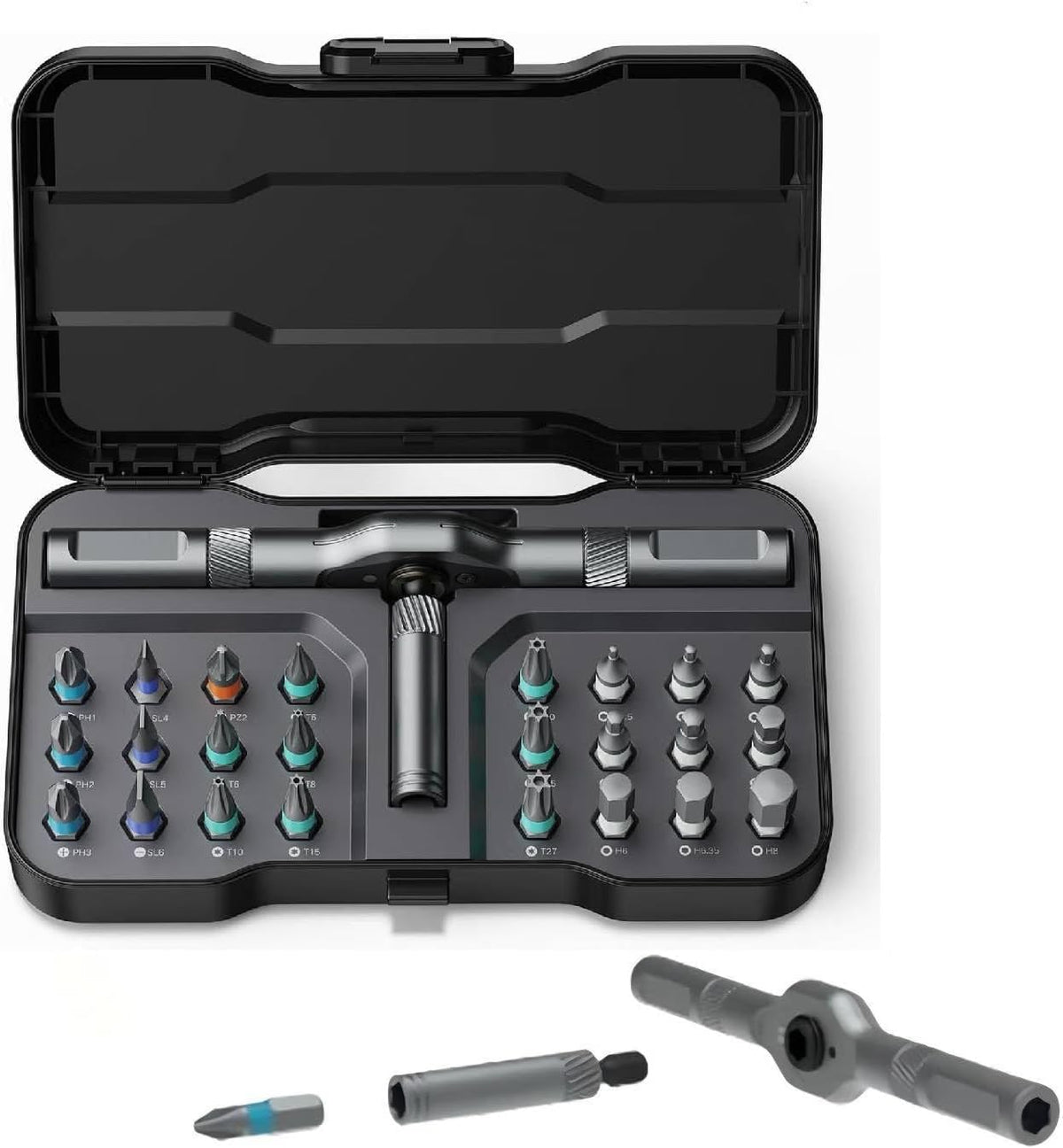 24 in 1 Magnetic Screwdriver Set, Multi Bit Magnetic Drive Set with Detachable Ratchet Handle, Mini Screwdriver Set, Portable Precision Repair Tool Kit for DIY, Watch, Electronics & Home Repair