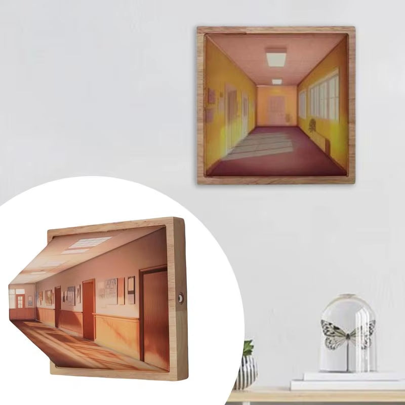3D Naked Eye Vision Night Light Wall Lamp Decoration for Living Room Bedroom Wooden Rechargeable Atmosphere Table Lamp Gift