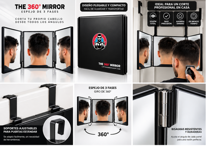 The 360 Mirror Trifold Barber 3 Way Mirror for Self Hair Cutting System