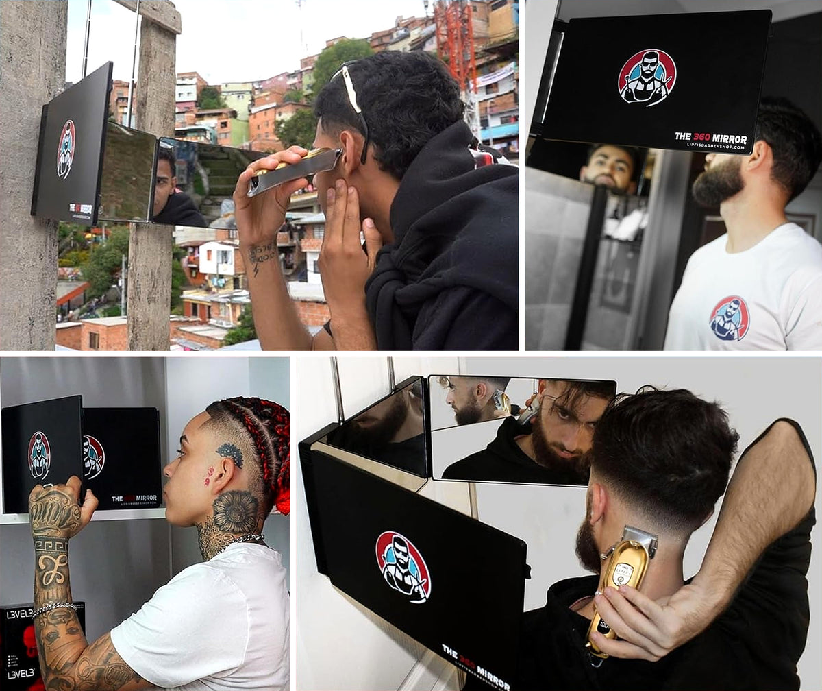 The 360 Mirror Trifold Barber 3 Way Mirror for Self Hair Cutting System