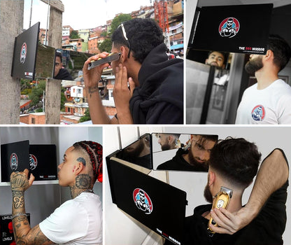 The 360 Mirror Trifold Barber 3 Way Mirror for Self Hair Cutting System