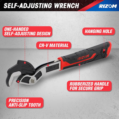 Pipe Wrench Set, 6” 8” 10” Self Adjusting Wrench, Plumbers Wrench with Self Tightening Function for 9/32”-1 3/8” (7-35Mm) Pipe Fittings and Nuts
