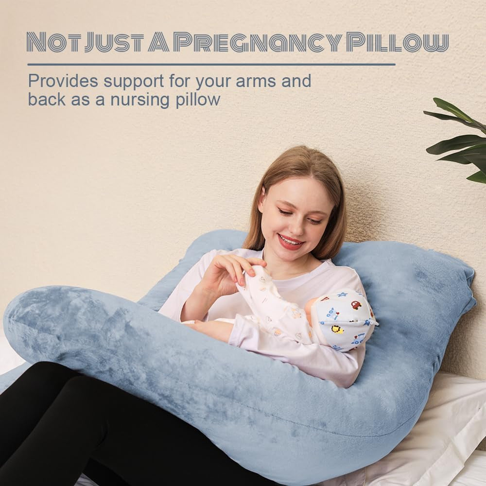 Pregnancy Pillows - U Shaped Maternity Pillow for Pregnant Women with Velvet Removable Cover - 55 Inch Pregnancy Pillows for Sleeping - Body Pillows for Adults Full Support - Grey