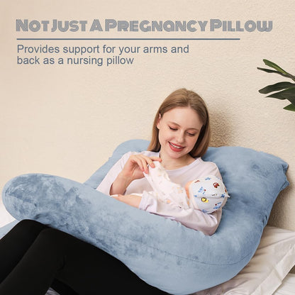 Pregnancy Pillows - U Shaped Maternity Pillow for Pregnant Women with Velvet Removable Cover - 55 Inch Pregnancy Pillows for Sleeping - Body Pillows for Adults Full Support - Grey