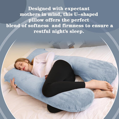Pregnancy Pillows - U Shaped Maternity Pillow for Pregnant Women with Velvet Removable Cover - 55 Inch Pregnancy Pillows for Sleeping - Body Pillows for Adults Full Support - Grey