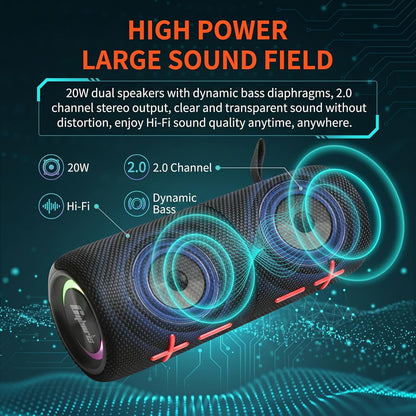 2 in 1 Magnetic Dual Splittable Bluetooth Speaker, IPX6 Waterproof Split Portable Wireless Speaker with 20W Loud Stereo Sound, Bluetooth V5.3, 24H Playtime, Multiple Pairing for Home,Outdoor or Travel