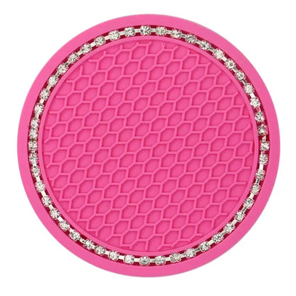 Car Bling Rhinestone Cup Holder Drink Pad Interior Decoration Anti-Slip Mat round Durable Coaster Heat Resi Car Accessories