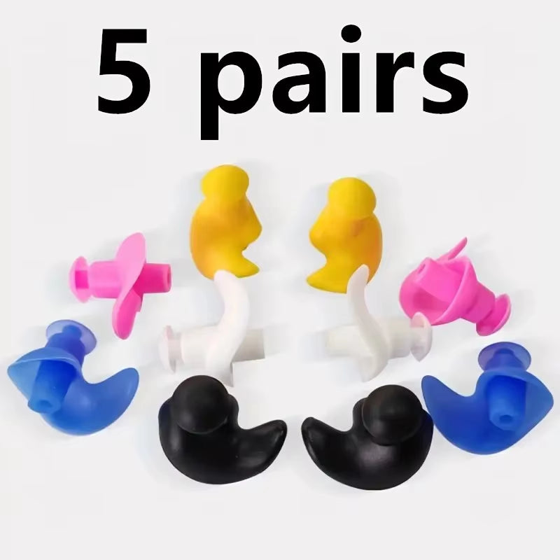 5-Pair Silicone Earplugs for Swimming and Water Sports - Reusable Comfort Sleep Earplugs Ergonomic Spiral Design for Perfect Fit