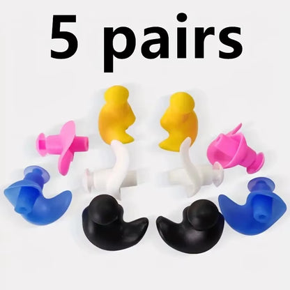 5-Pair Silicone Earplugs for Swimming and Water Sports - Reusable Comfort Sleep Earplugs Ergonomic Spiral Design for Perfect Fit