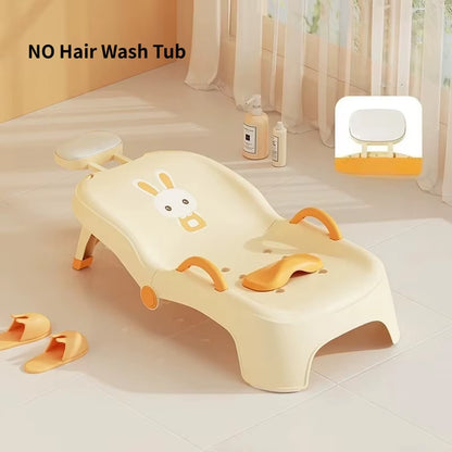 Children Hair Washing Lounge Chair Foldable Hair Washing Tool Baby Home Hair Washing Bed Cute Cartoon Girls Boys Shower Stool