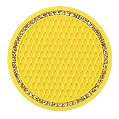 Car Bling Rhinestone Cup Holder Drink Pad Interior Decoration Anti-Slip Mat round Durable Coaster Heat Resi Car Accessories