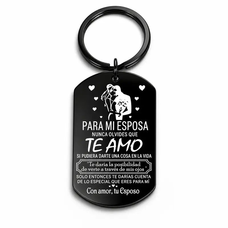 To My Wife Forever Love Keychain, Stainless Steel Keyring,Romantic Husband Gift for Wife, Stainless Steel Love Keepsake Keychain, Anniversary Birthday Gift for Her