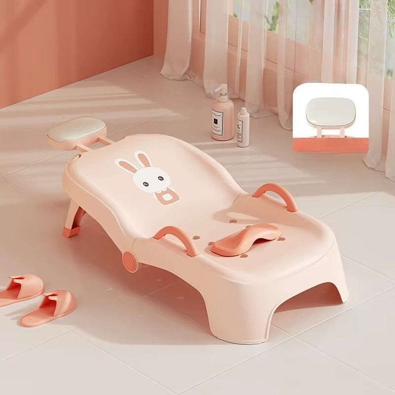 Children Hair Washing Lounge Chair Foldable Hair Washing Tool Baby Home Hair Washing Bed Cute Cartoon Girls Boys Shower Stool