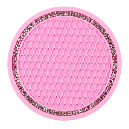 Car Bling Rhinestone Cup Holder Drink Pad Interior Decoration Anti-Slip Mat round Durable Coaster Heat Resi Car Accessories
