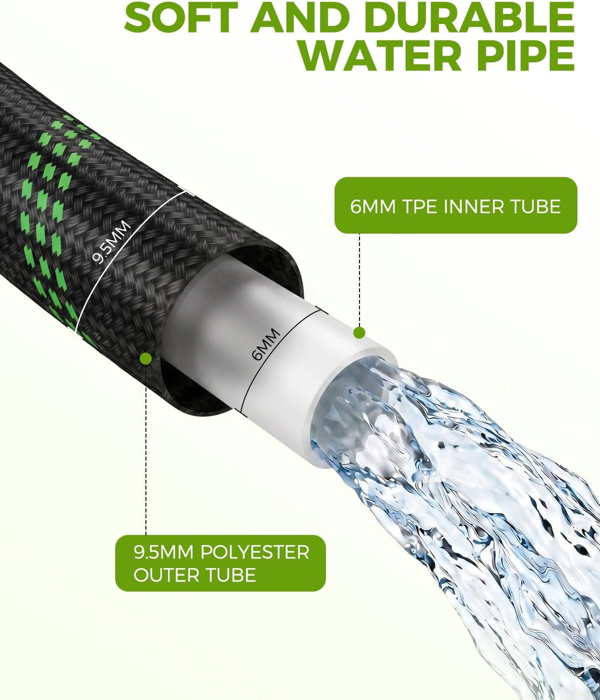 100Ft Garden Hose, Non-Expandable Water Hose with 8 Function Spray Nozzle, Lightweight, Knik-Free, Burst-Resistant, Durable & Flexible 3/4" Garden Hose for Lawn, House Cleaning, Car Washing
