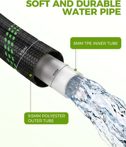 100Ft Garden Hose, Non-Expandable Water Hose with 8 Function Spray Nozzle, Lightweight, Knik-Free, Burst-Resistant, Durable & Flexible 3/4" Garden Hose for Lawn, House Cleaning, Car Washing