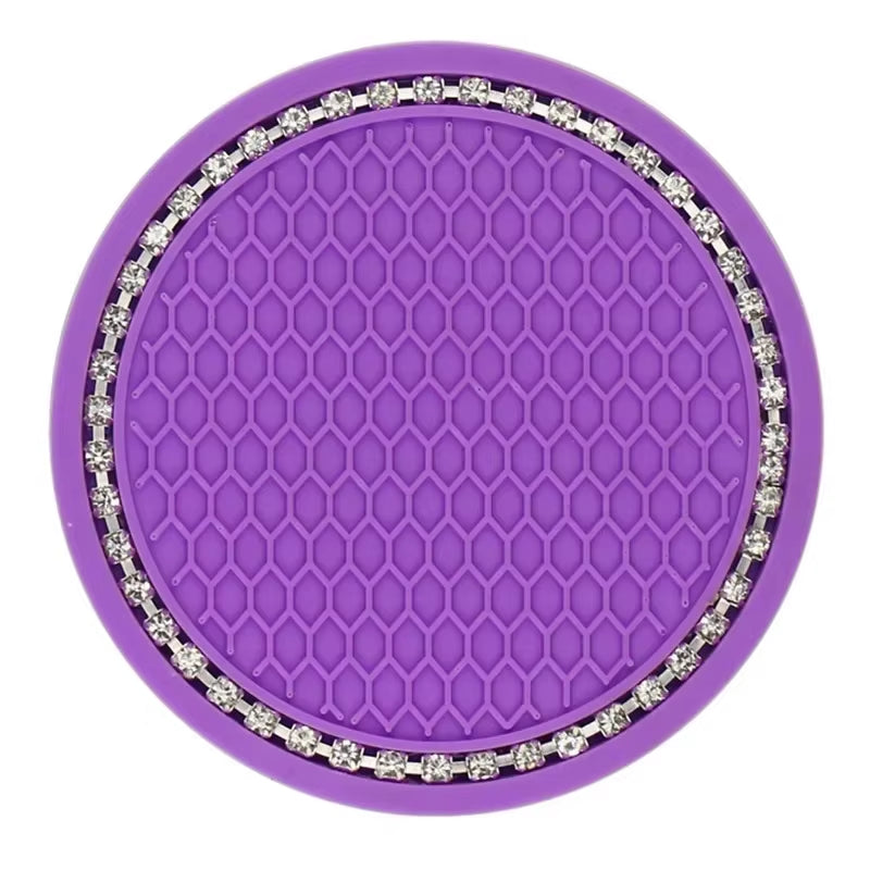Car Bling Rhinestone Cup Holder Drink Pad Interior Decoration Anti-Slip Mat round Durable Coaster Heat Resi Car Accessories
