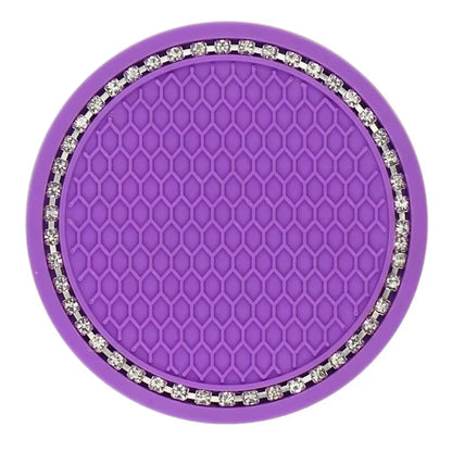 Car Bling Rhinestone Cup Holder Drink Pad Interior Decoration Anti-Slip Mat round Durable Coaster Heat Resi Car Accessories