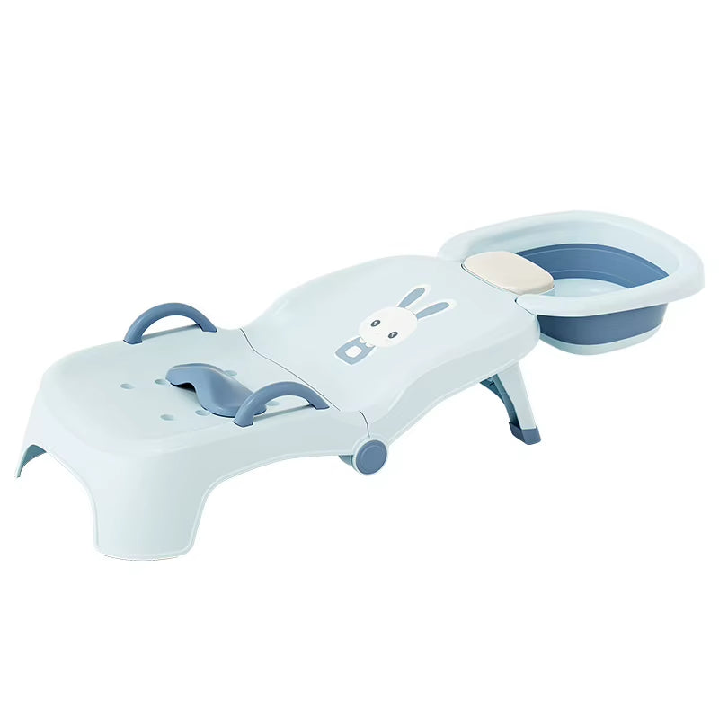 Children Hair Washing Lounge Chair Foldable Hair Washing Tool Baby Home Hair Washing Bed Cute Cartoon Girls Boys Shower Stool