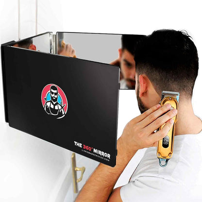 The 360 Mirror Trifold Barber 3 Way Mirror for Self Hair Cutting System