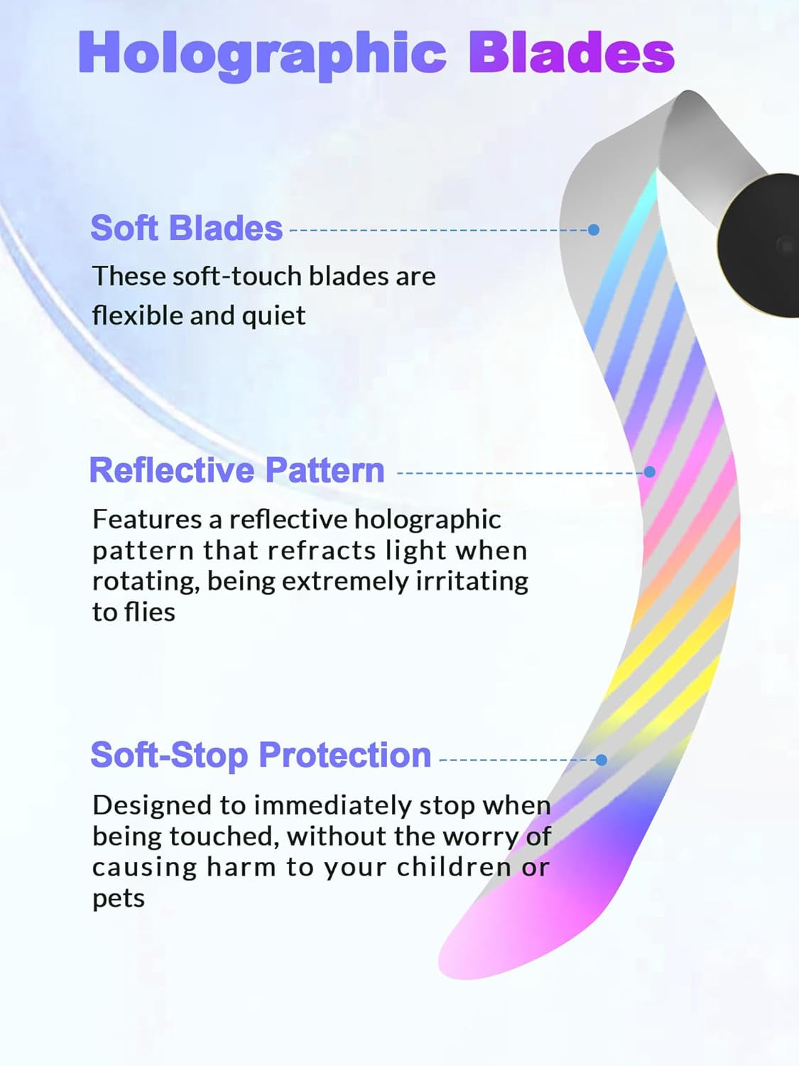 Fly Fans for Tables, Repellent Fans Keep Flies Away, Fly Spinner Table Top with Holographic Blades, Flies Deterrent for Picnic, Party, BBQ (Black, 4 Pack)