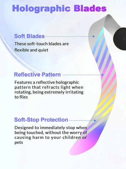 Fly Fans for Tables, Repellent Fans Keep Flies Away, Fly Spinner Table Top with Holographic Blades, Flies Deterrent for Picnic, Party, BBQ (Black, 4 Pack)