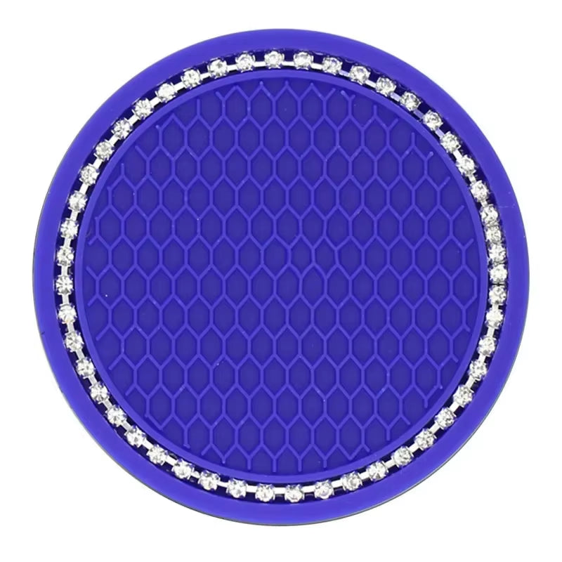 Car Bling Rhinestone Cup Holder Drink Pad Interior Decoration Anti-Slip Mat round Durable Coaster Heat Resi Car Accessories