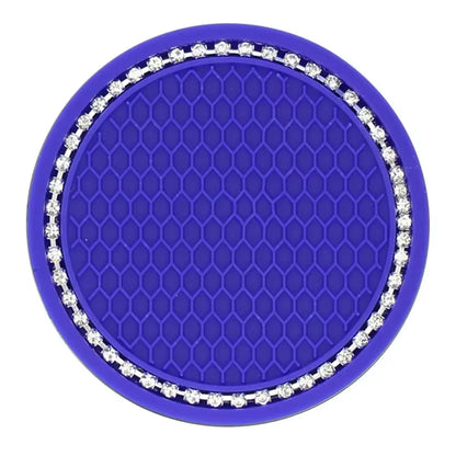 Car Bling Rhinestone Cup Holder Drink Pad Interior Decoration Anti-Slip Mat round Durable Coaster Heat Resi Car Accessories