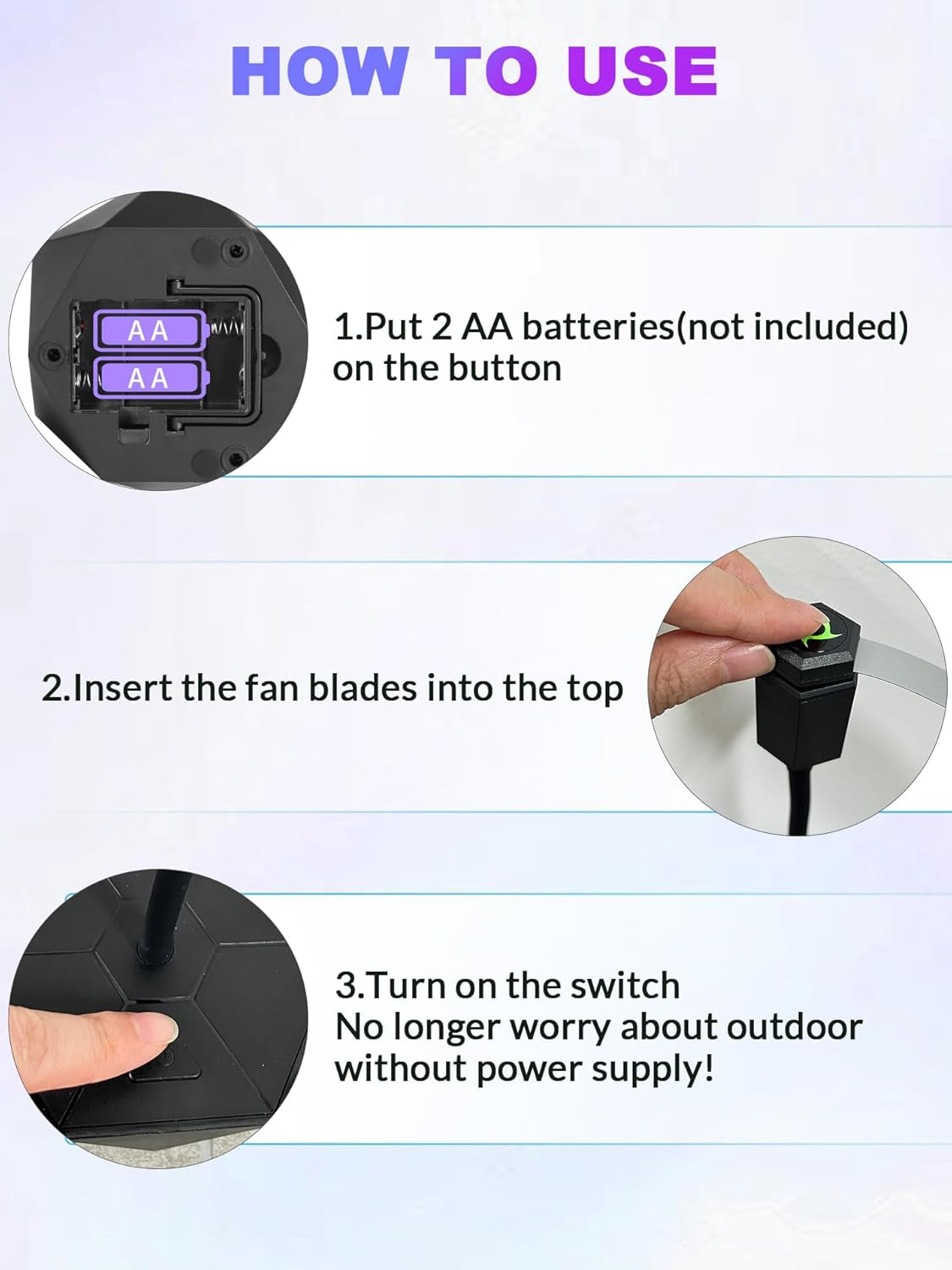 Fly Fans for Tables, Repellent Fans Keep Flies Away, Fly Spinner Table Top with Holographic Blades, Flies Deterrent for Picnic, Party, BBQ (Black, 4 Pack)