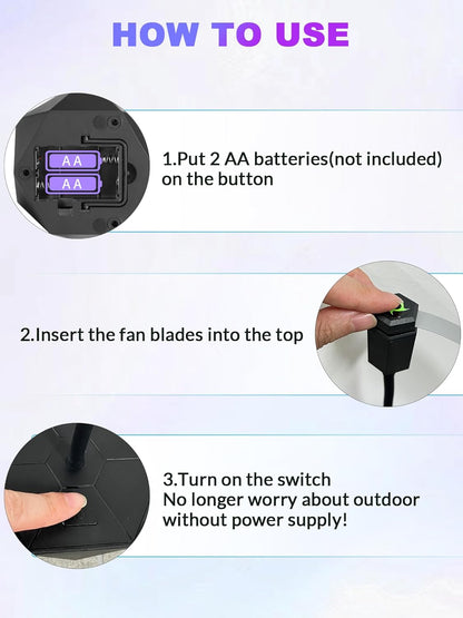 Fly Fans for Tables, Repellent Fans Keep Flies Away, Fly Spinner Table Top with Holographic Blades, Flies Deterrent for Picnic, Party, BBQ (Black, 4 Pack)
