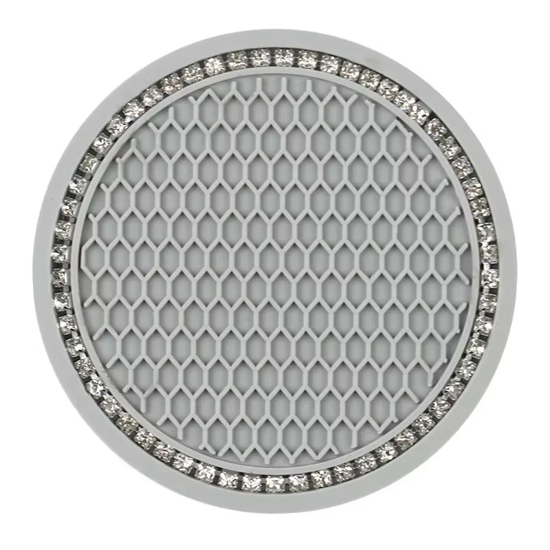Car Bling Rhinestone Cup Holder Drink Pad Interior Decoration Anti-Slip Mat round Durable Coaster Heat Resi Car Accessories