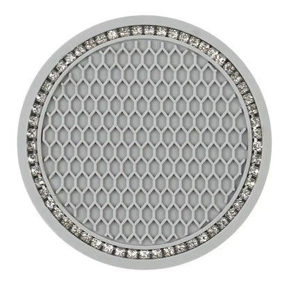 Car Bling Rhinestone Cup Holder Drink Pad Interior Decoration Anti-Slip Mat round Durable Coaster Heat Resi Car Accessories