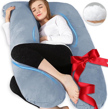 Pregnancy Pillows - U Shaped Maternity Pillow for Pregnant Women with Velvet Removable Cover - 55 Inch Pregnancy Pillows for Sleeping - Body Pillows for Adults Full Support - Grey