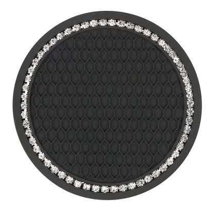 Car Bling Rhinestone Cup Holder Drink Pad Interior Decoration Anti-Slip Mat round Durable Coaster Heat Resi Car Accessories