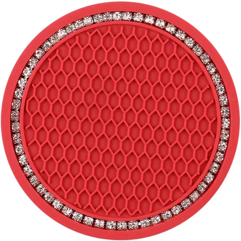 Car Bling Rhinestone Cup Holder Drink Pad Interior Decoration Anti-Slip Mat round Durable Coaster Heat Resi Car Accessories