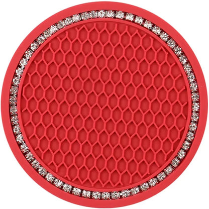 Car Bling Rhinestone Cup Holder Drink Pad Interior Decoration Anti-Slip Mat round Durable Coaster Heat Resi Car Accessories